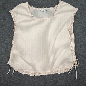 Madewell Striped Peasant Cotton Tank Ruffle Hem XS Cottagecore Lightweight